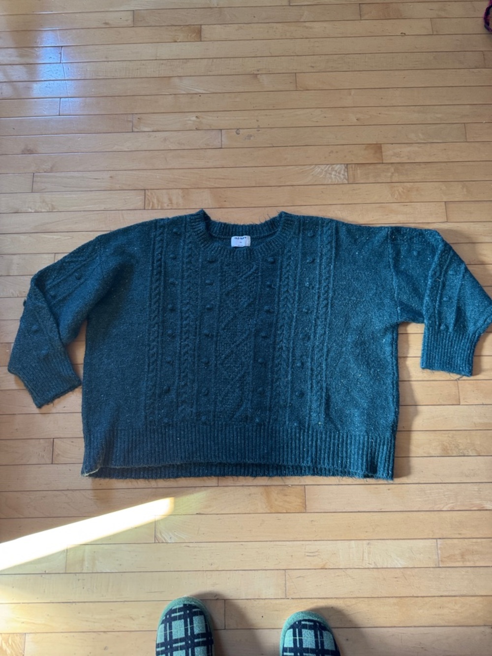 Old Navy dark green heathered cable knit crewneck sweater women’s XXL